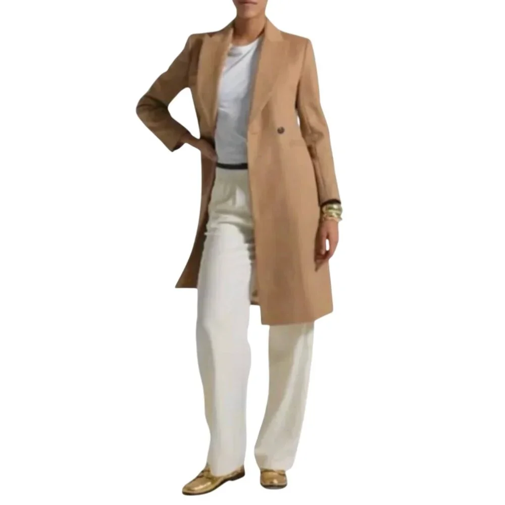 J. Crew Camel Double-Breasted Longline Pea Coat - Picture 2 of 13